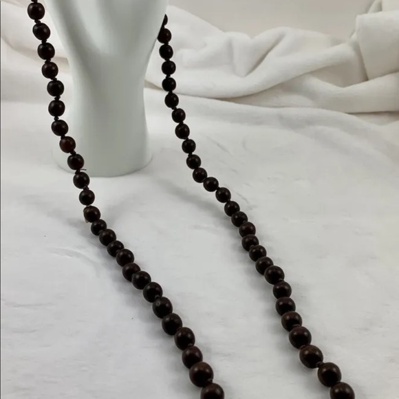 YOSCA VINTAGE BROWN BEADED SIMPLE NECKLACE 36” LONG - Picture 10 of 10